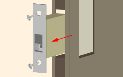 引き戸の側面に設置されている錠ケースのビスを外し、錠ケースを取り出す